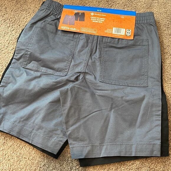 Member's Mark Boys 2-Pack‎ Elastic Waist Woven Shorts Gray Black Size 10/12 NWT - Picture 3 of 4